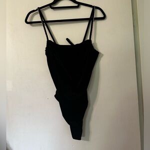 Bershka Velvet Body Suit with Jewelled Sleeves